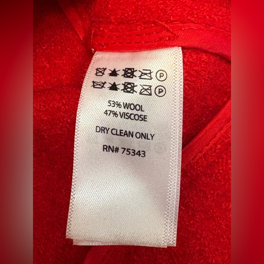 Tahari Wool Blend Red asymmetrical Jacket Womens size XS. NWT - Picture 7 of 12